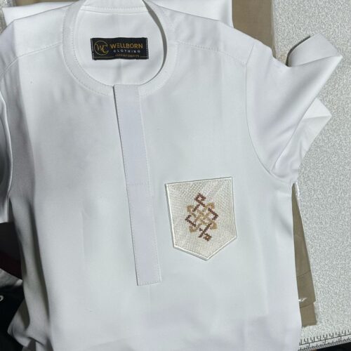 Men's White Kaftan with Embroidery