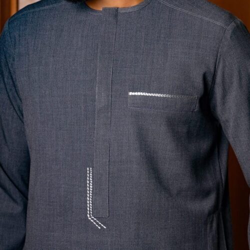 Simple Grey Men Senator Bespoke Caftan