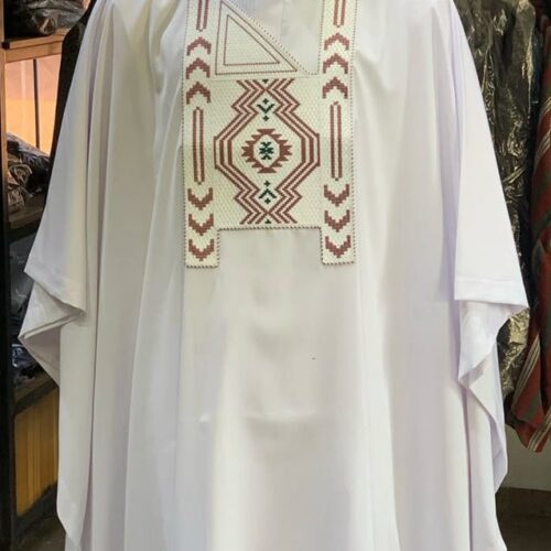 Men's Off White Embroidery Agbada Set