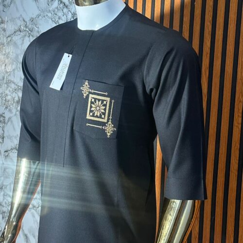 Black Senator Material Detailed Men Kaftan
