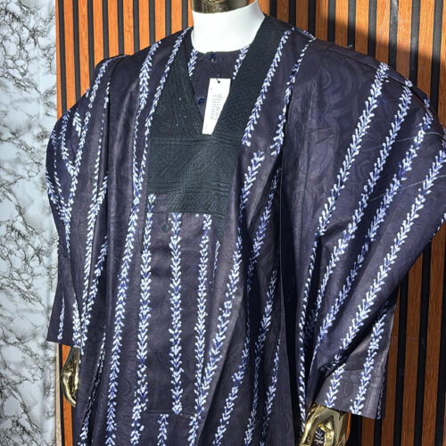 Luxurious Hand Woven Embroidery Adire Agbada Set