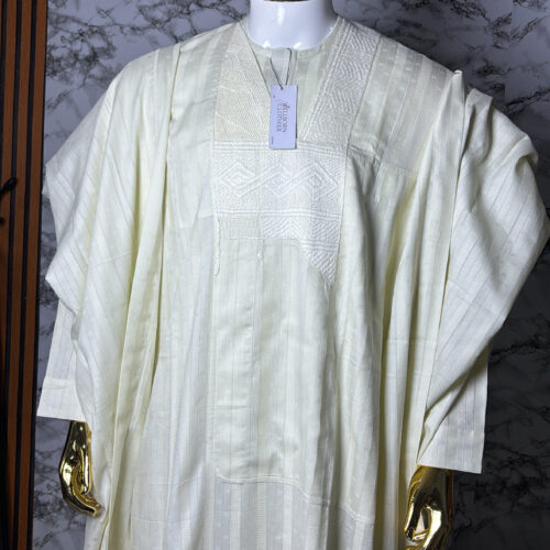 HAND KNITTING OFF WHITE AGBADA SET